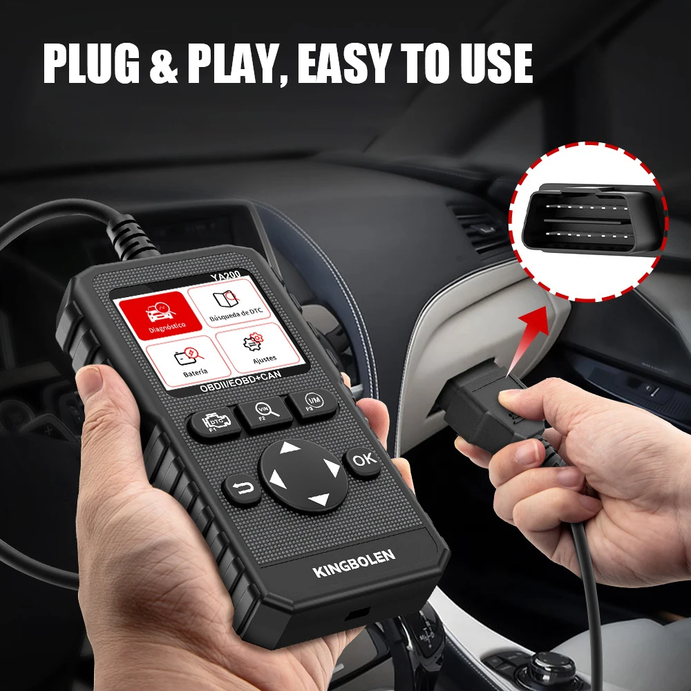 YA200 alat diagnostik pemindai OBD2 DTC, alat pembaca kode sistem mesin otomatis Gratis seumur hidup otomotif profesional
