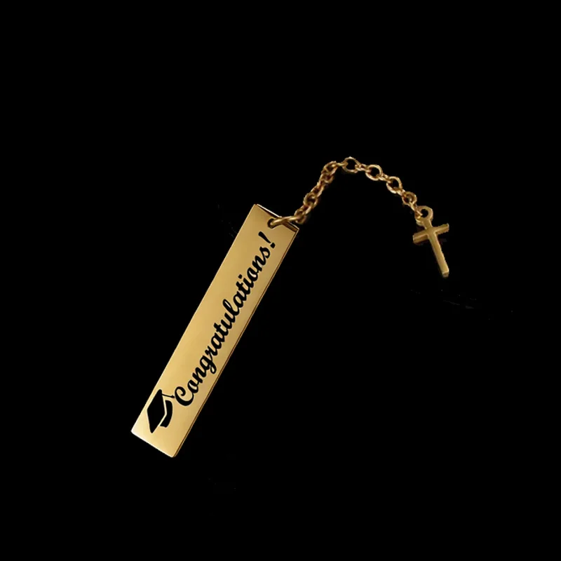 Nextvance Customized Long Tag Cross Bookmarks Stainless Steel Book Mark Pendant Graduation Season For Teachers Classmates Gifts