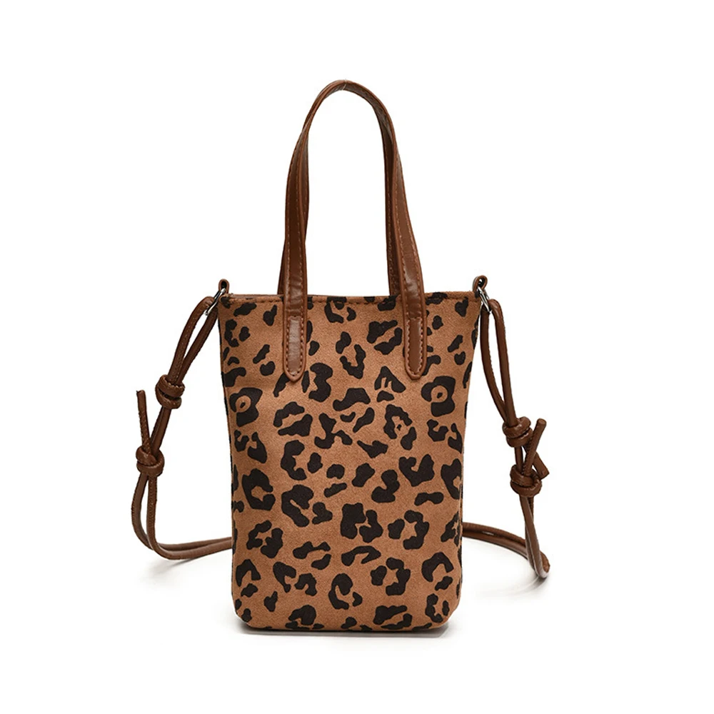Retro-Nischen-Tasche mit Leopardenmuster, kleine quadratische Tasche, neue, vielseitige Umhängetasche, kleine Umhängetasche aus Wildleder für das Handy, Damentasche. – Detail 5