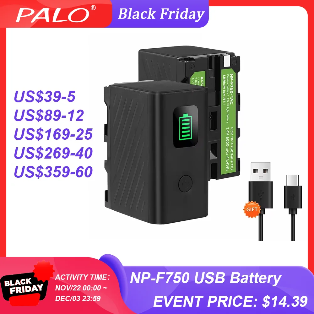 PALO NP-F750 NP-F770 Bateria z portem USB do SONY NP-F990 F980 F970 F960 F550 F970 F550 F570 F750 F770 MC1500 CQM91D CCD-RV100