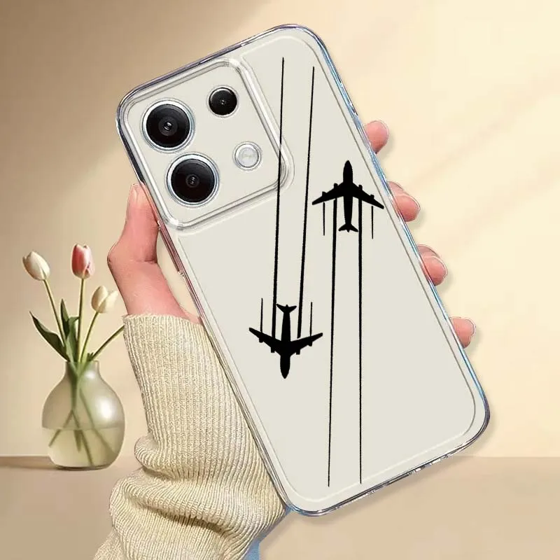 

Simple airplane pattern Phone Case For Xiaomi Mi Poco F2 F3 F4 F5 F6 X5 X6 X7 Pro TPU Protection Transparent