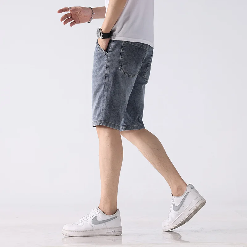 Jeans shorts Herren Sommer dünne lose lässige kurze Hosen Mode bestickte bedruckte gewaschene Stretch weiche Mittel hose