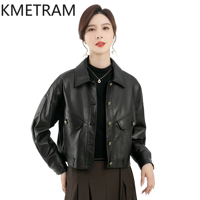 100% Sheepskin Real Leather Jacket for Women Fashion Cropped Jackets Autumn and Winter Clothes New in Outerwears 2024 дубленка