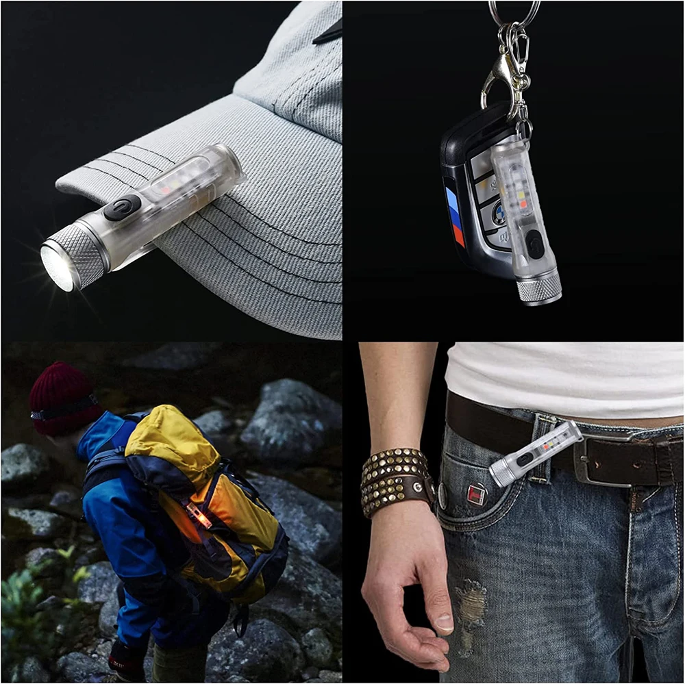 Mini Flashlight USB TYPE-C Fast Charging Keychain Torch Portable Strong Magnetic Warning Lantern Camping Long Range Flashlight
