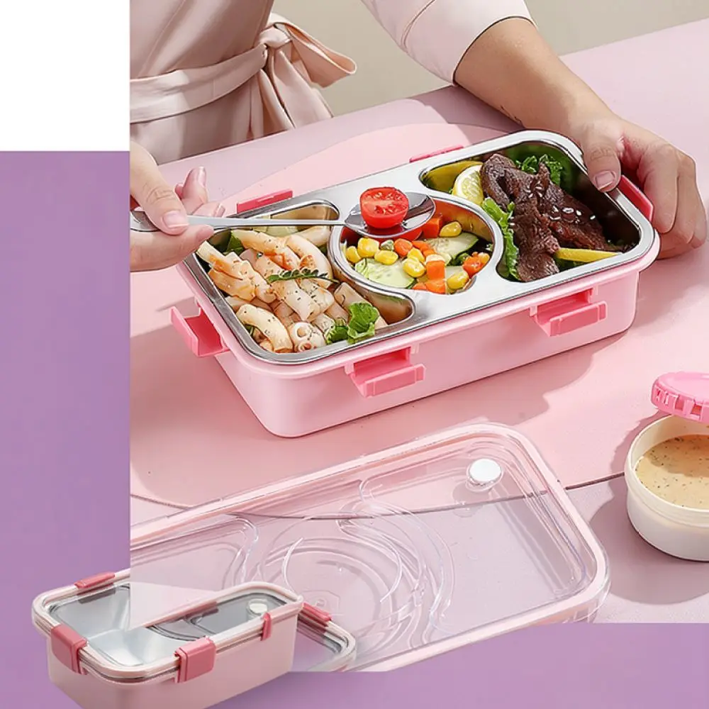 Portable Stainless Steel Bento Box For Lisheng Food Storage Container Four Section Lunch Box Thermal Insulation Meal Prep