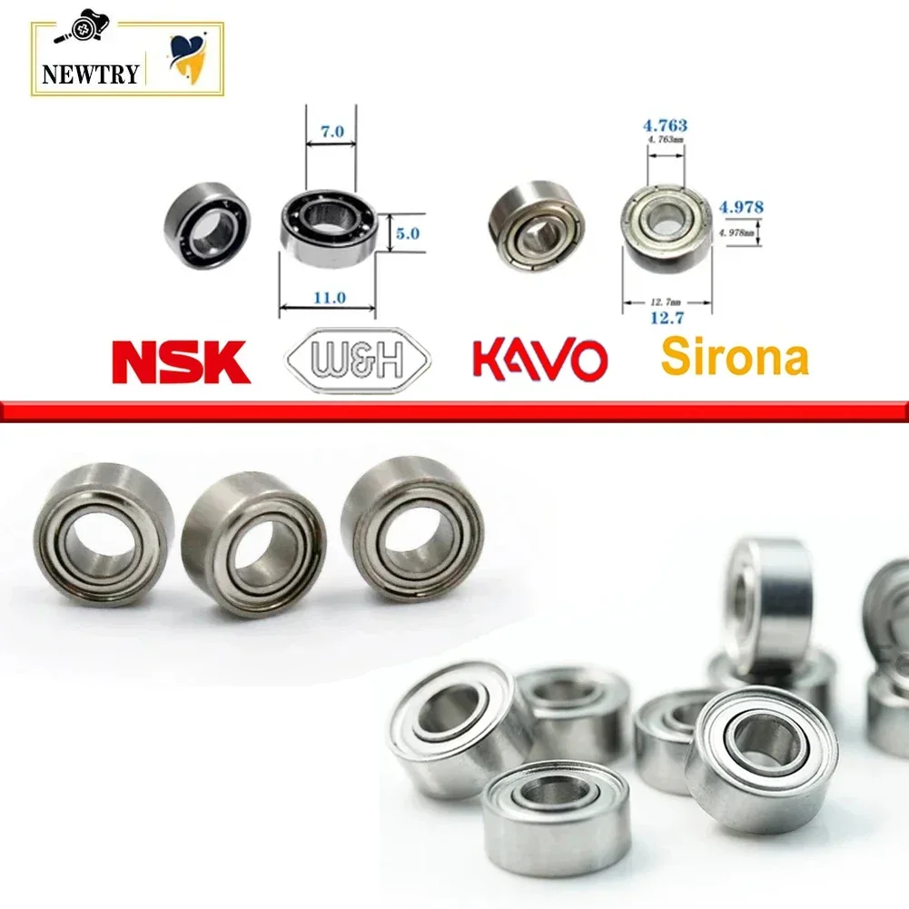 10Pcs Dental Handpiece Bearing NSK KAVO WH SIRONA Low Speed Implant Planter Motor Bending Parts Cartridge Bearing Accessories