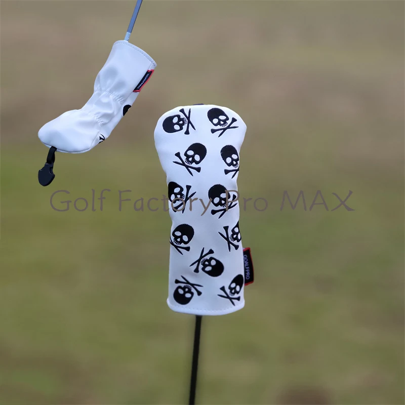 Fashion Skull Golf Club Driver Fairway Woods Hybrid Ut Putter And Mallet Putter Headcover Golf Head Cover