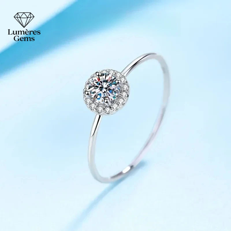 

Новый стиль PT950 Платиновое тонкое кольцо 0,3CT VVS1 D Цвет Качество Муассанит с бриллиантами Женские свадебные роскошные кольца для женщин