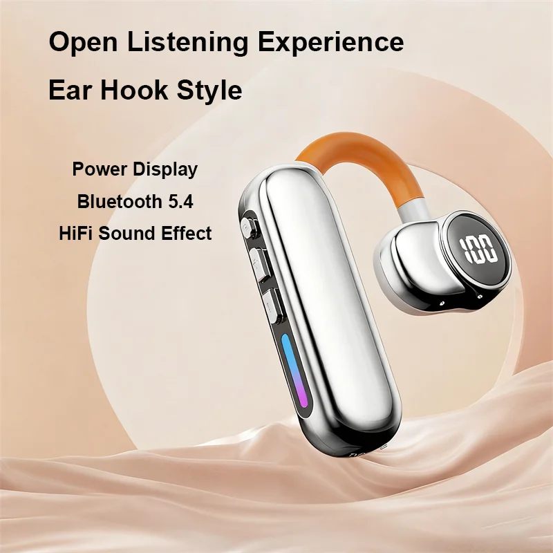 

Ear Hook Style Open Style Earphone Power Display Rotating Earpiece HD Call HiFi Sound Effect Single Ear Headphone Business
