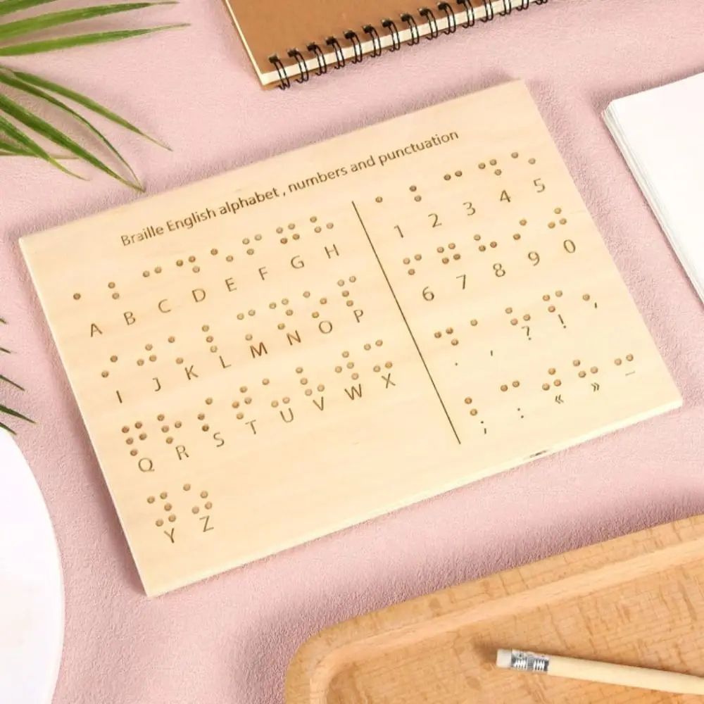 Portable Lightweight Braille Board Compact Size Raised Dots Educational Tool Blind Tactile Wooden Board Writing Supplies