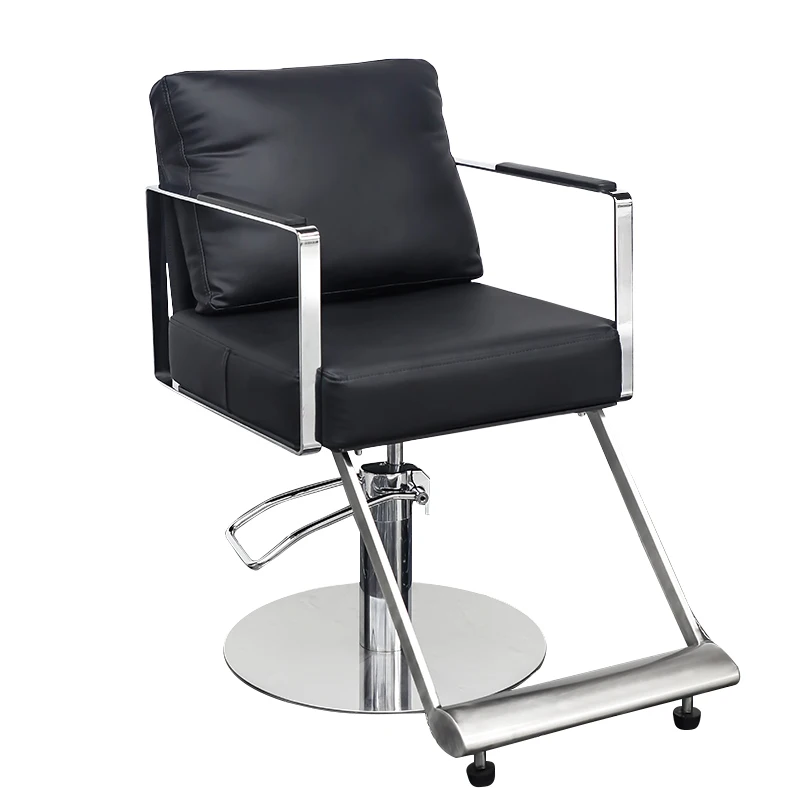

High-end barber shop Stainless steel chair Hair salon seat Barber shop Lifting and reclining chair Hair cutting chair