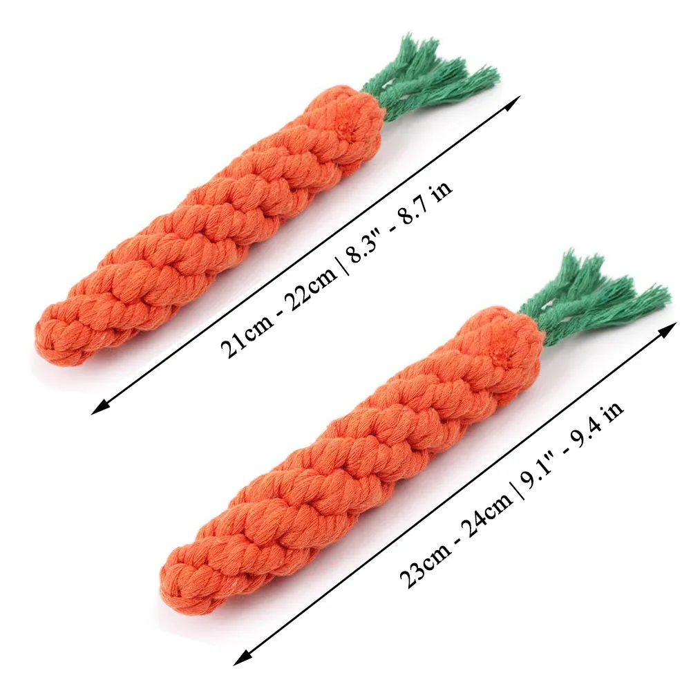 Dog Toy Carrot Knot Rope Ball Dog Chew Toys Pet Dog Braided Carrot Cotton Rope Puppy Cleaning Teeth Chew Toy Carrot Shape DIY