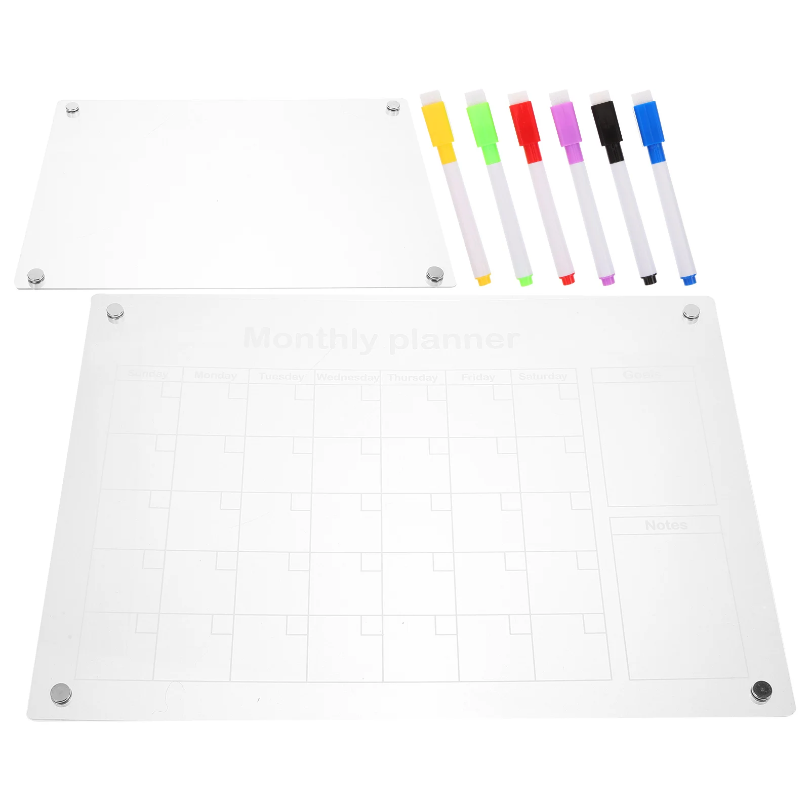 Tableau d'affichage en acrylique pour la planification du réfrigérateur, calendriers, tableau de cuisine, liste de contrôle, tableau blanc