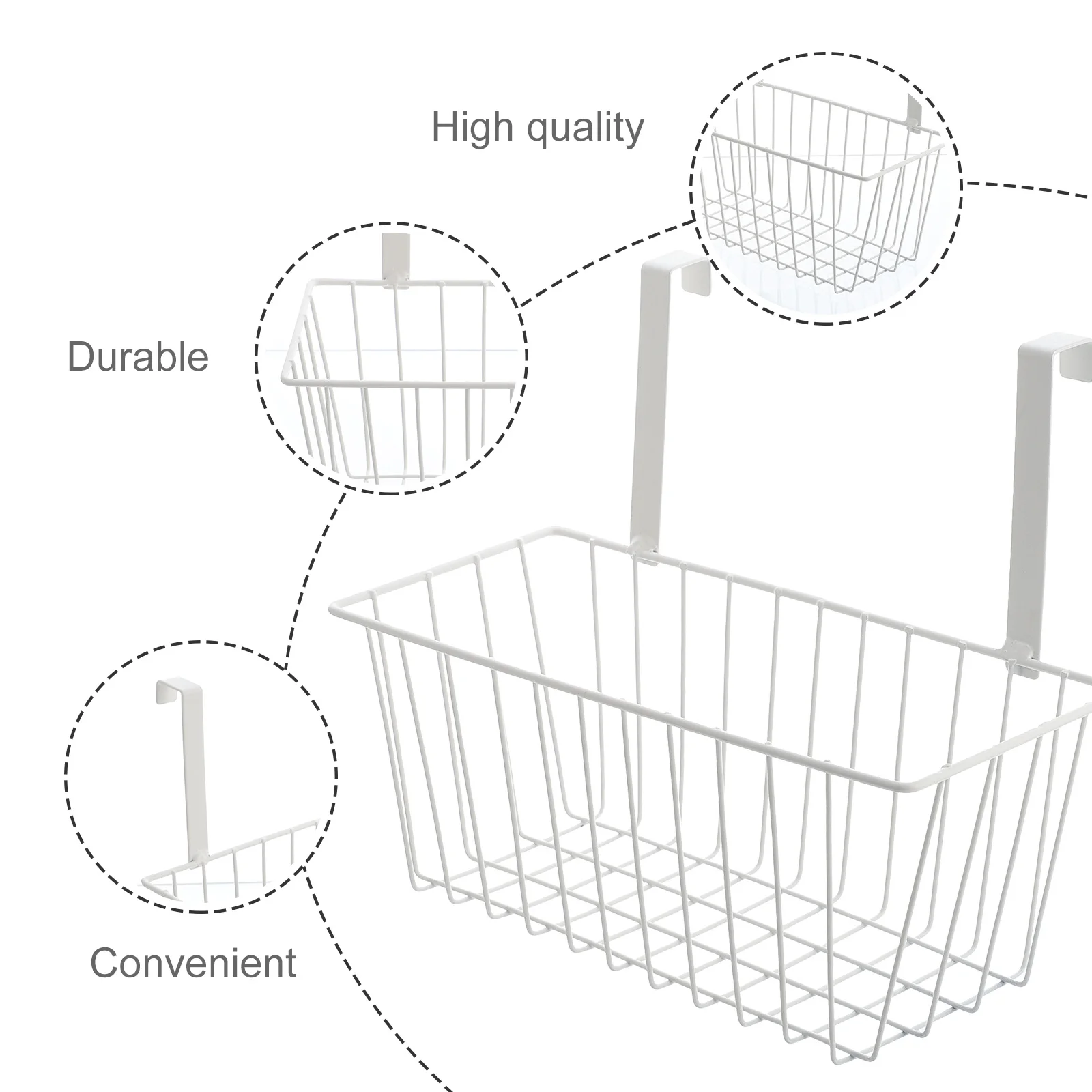 

Multifunctional Hanging Storage Basket White Iron Art Flower Pot Holder For Balcony Garden Fence Plant Organizer Hanging Baskets