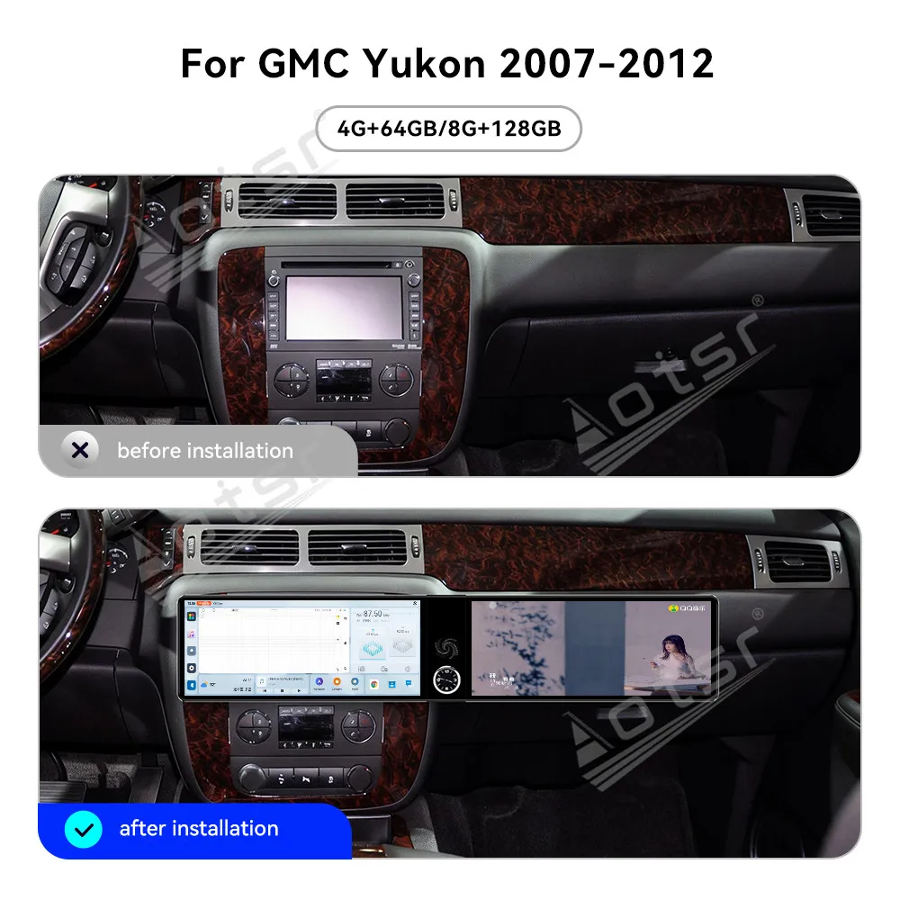 

For GMC Chevrolet Yukon 2007-2012 12.3" Android 13 Screen Car Radio Car Multimedia Video Player GPS Navigation Carplay Unit DSP
