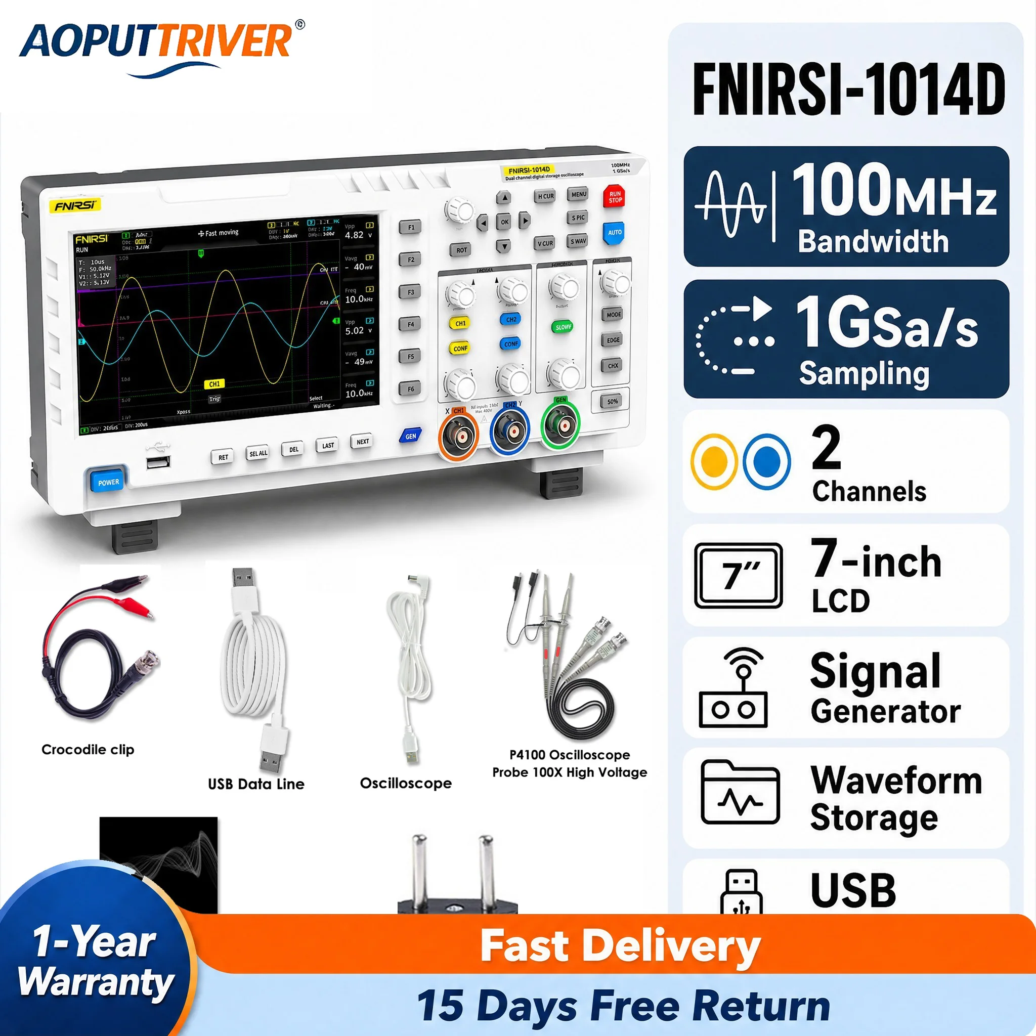 Fnirsi Digital Oscilloscope Handheld - FNIRSI-1014D: osciloscopio digital 2 en 1,