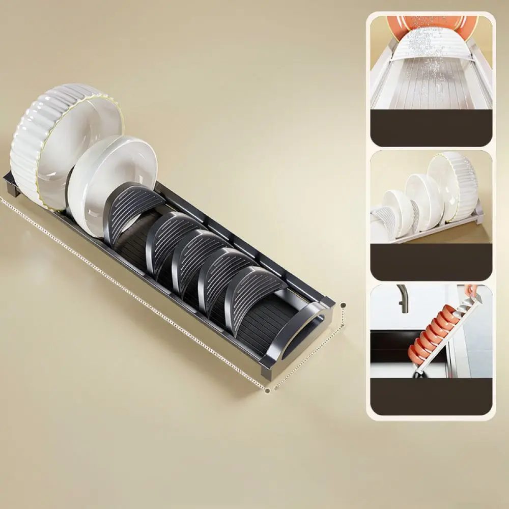 Kitchen Cabinet Drawer Pull Out Storage Basket Dish Drying Rack Organizer Holder Tableware Organizer Space Saver