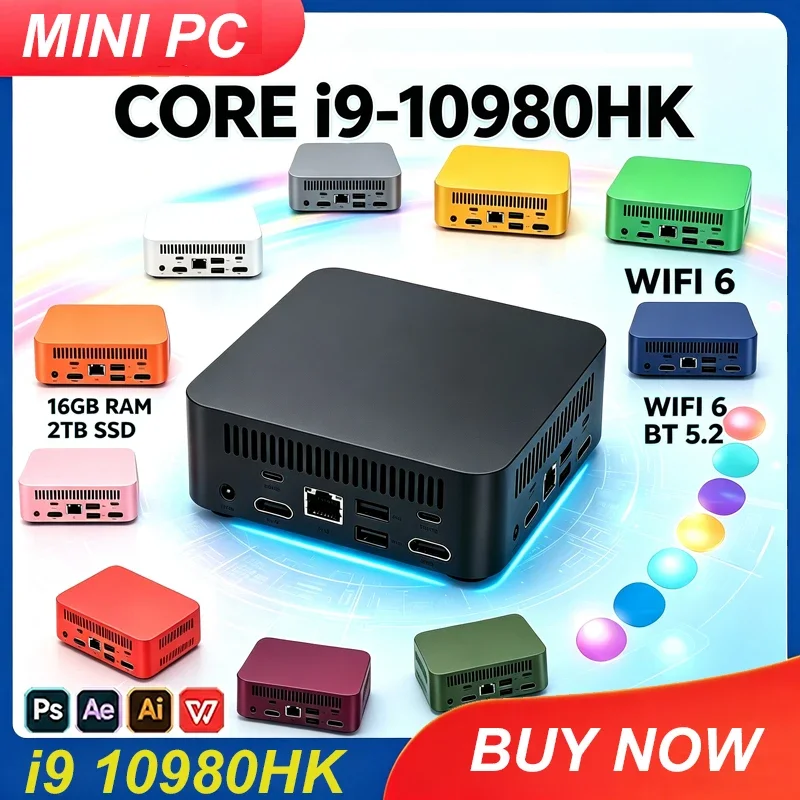 i9-10980hk-ミニゲーミングpc、windows-11、16gb-ram、1tb-2tb-ssd、wi-fi-6、bluetooth-52、4k対応、ポータブルデスクトップコンピューター