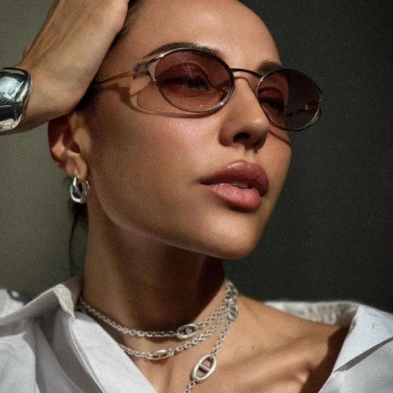 Fashion Small Sunglasses Brand Designer Metal Woman Prescription Frame Eyeglasses UV Protection Man Shades
