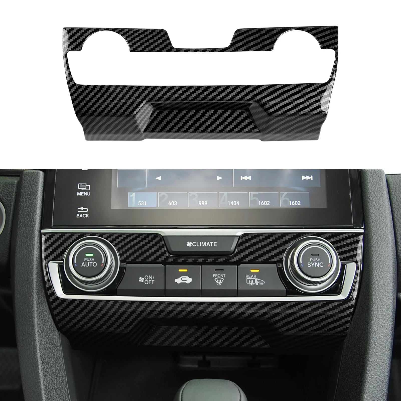 

ABS Carbon Fiber for 2016 -2021 Honda Civic 10th Gen Accessories Car Air Conditioning Center Console Panel Interior Sticker