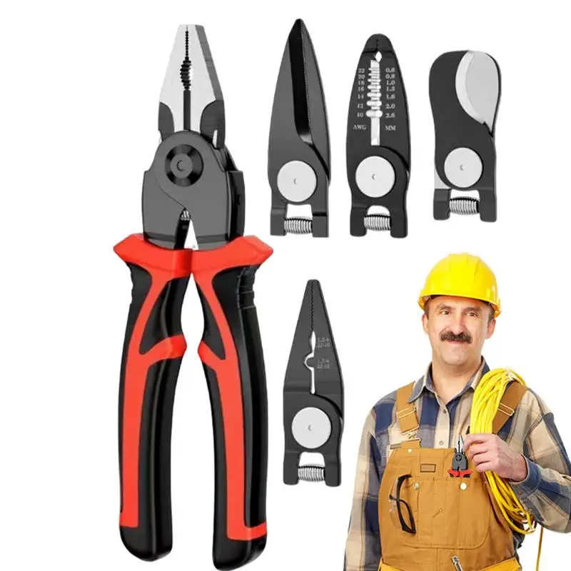 

Wire Stripper Tool Multipurpose Linesman Pliers Multifunctional 5 IN 1 Interchangeable Steel Hand Tool Plier Heavy Duty Pliers