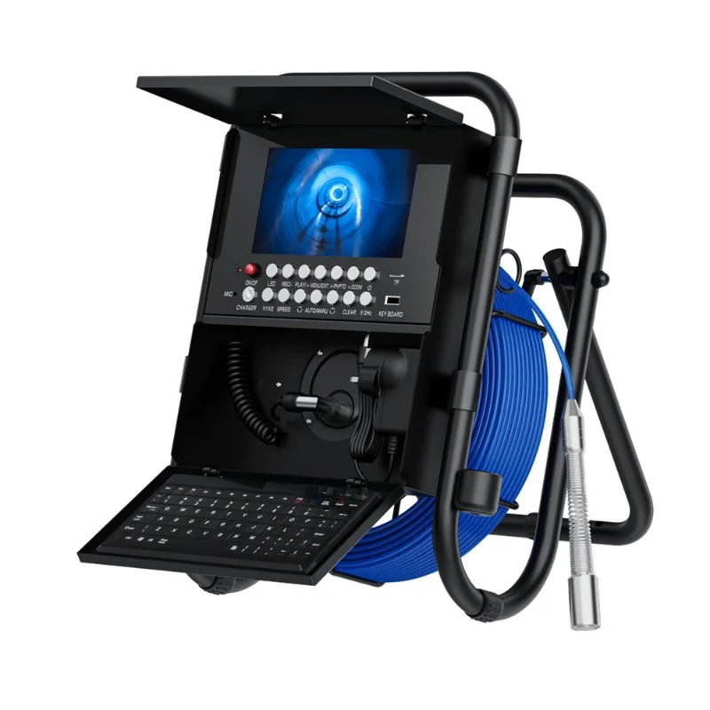 Industrial pipeline endoscope camera 512HZ positioning plugging meter meter sewer keyboard function 7 inch tube