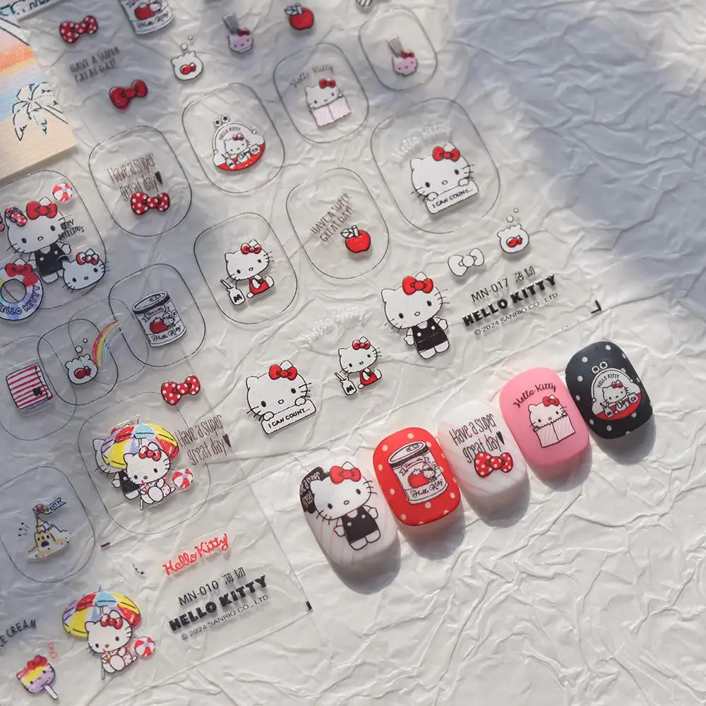 

Симпатичные и тонкие детские наклейки для ногтей Sanrio Hello Kitty, официальная коллекция серии MN 010Kitty Cat