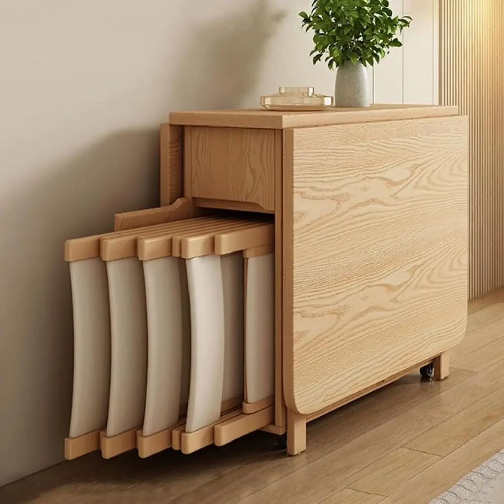 

Компактный обеденный гарнитур из 5 предметов: раскладной стол из массива дерева и 4 стула для кухни, столовой и гостиной