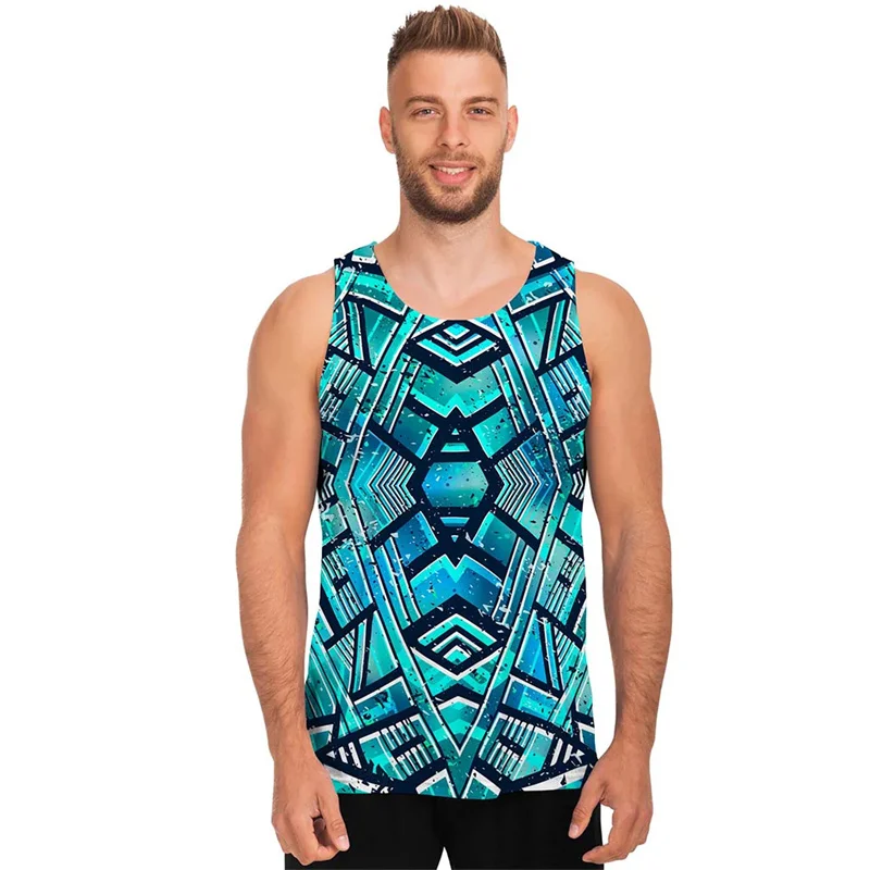 3D Tribal Aztec Trippy Styles Print Tank Top Kid Cool Streetwear Short Sleeveless Men Fashion Gym Workout Tank Tops Vintage Vest