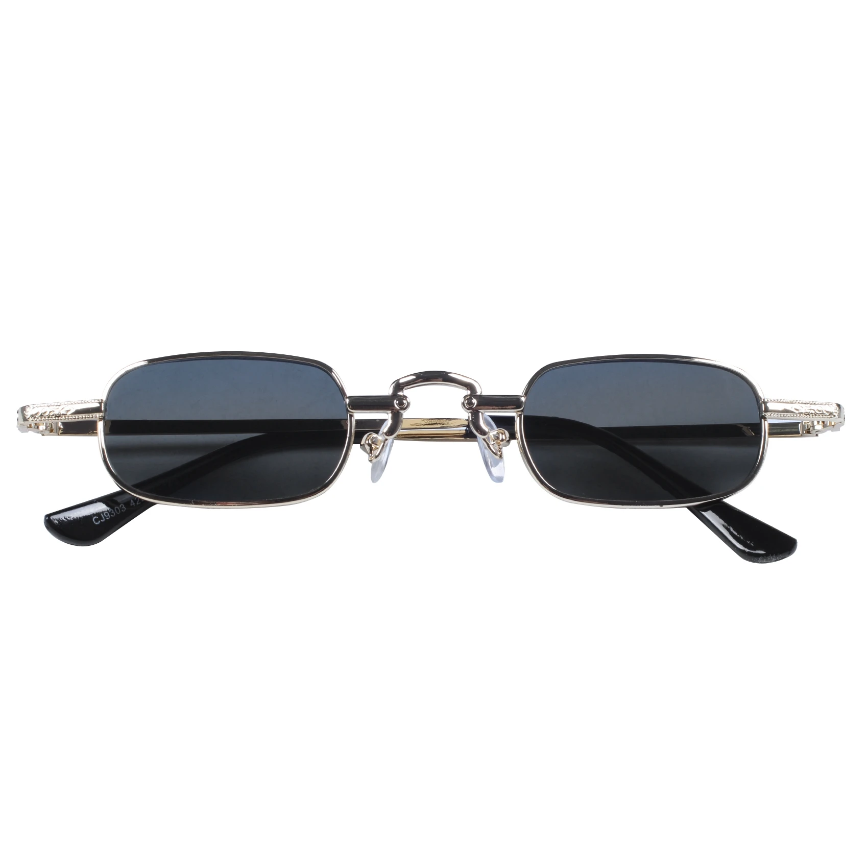 Retro Punk Glasses Clear Square Sunglasses Female Retro Sunglasses Men Metal Frame-Black Gray & Gold