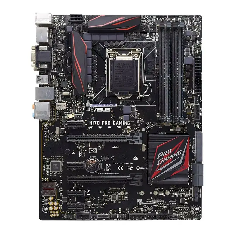 Imagem -02 - Placa-mãe para Jogos Pro Lga 1151 Suportes para Intel Core i3 6100 7100 i5 6400 6500 6600 7400 7600 i7 6700 7700k Asus-h170