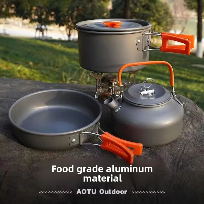 

Набор походной посуды для приготовления пищи на открытом воздухе: портативный чайник для кемпинга, походов, пикников и путешествий, легкий, прочный и незаменимый.