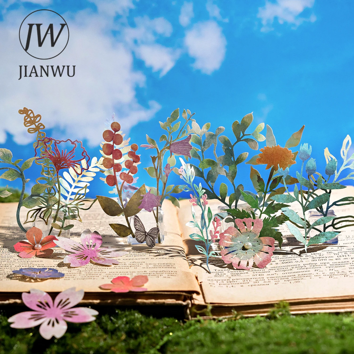 

JIANWU Meet The Flower Season Collection Series Vintage Plant Hollow Landscape Collage Material Creative Junk Journal Stationery