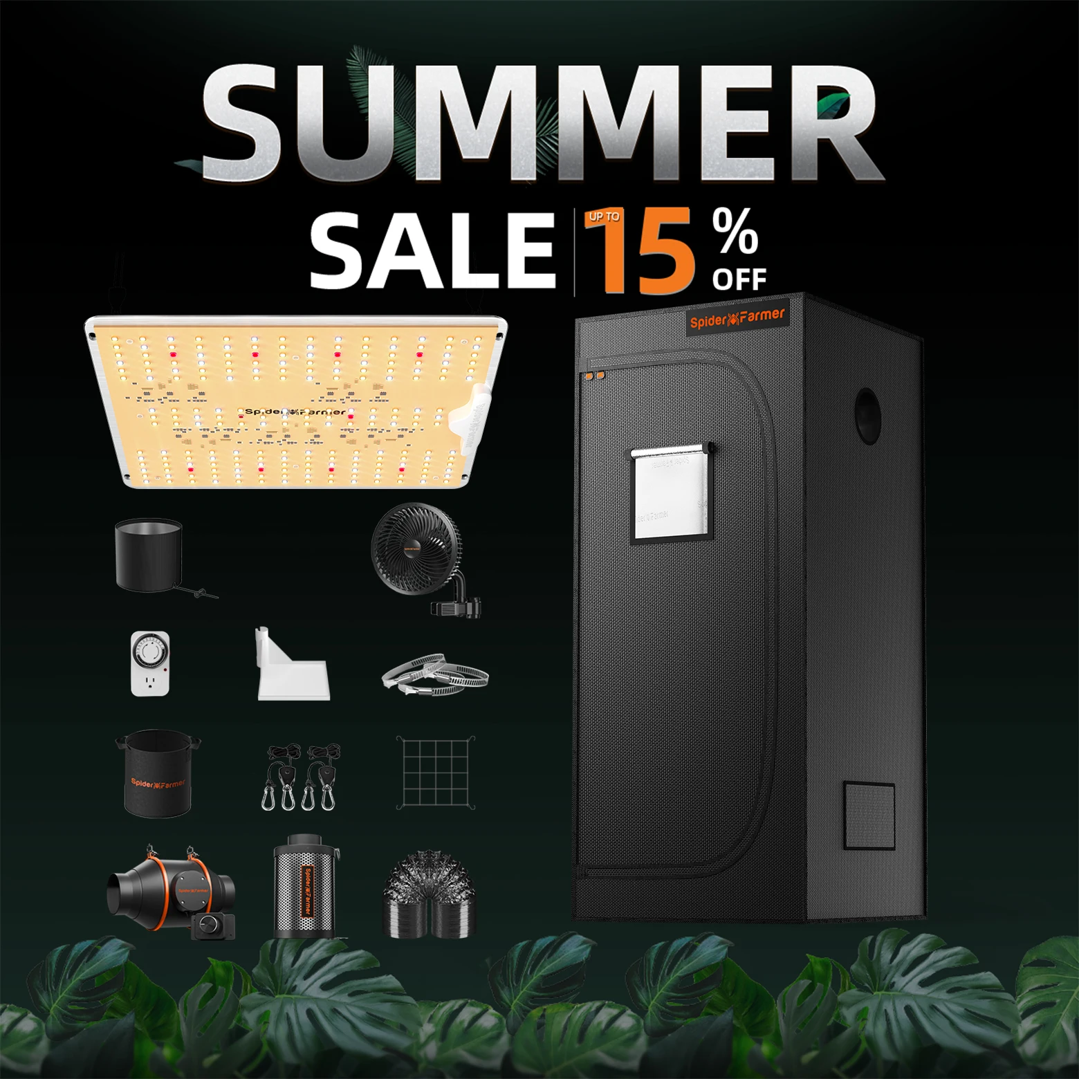 Spider Farmer SF1000D LED Grow Light+60x60x140CM Grow Tent Kits Carbon Filter System For Indoor Plants Hydroponics