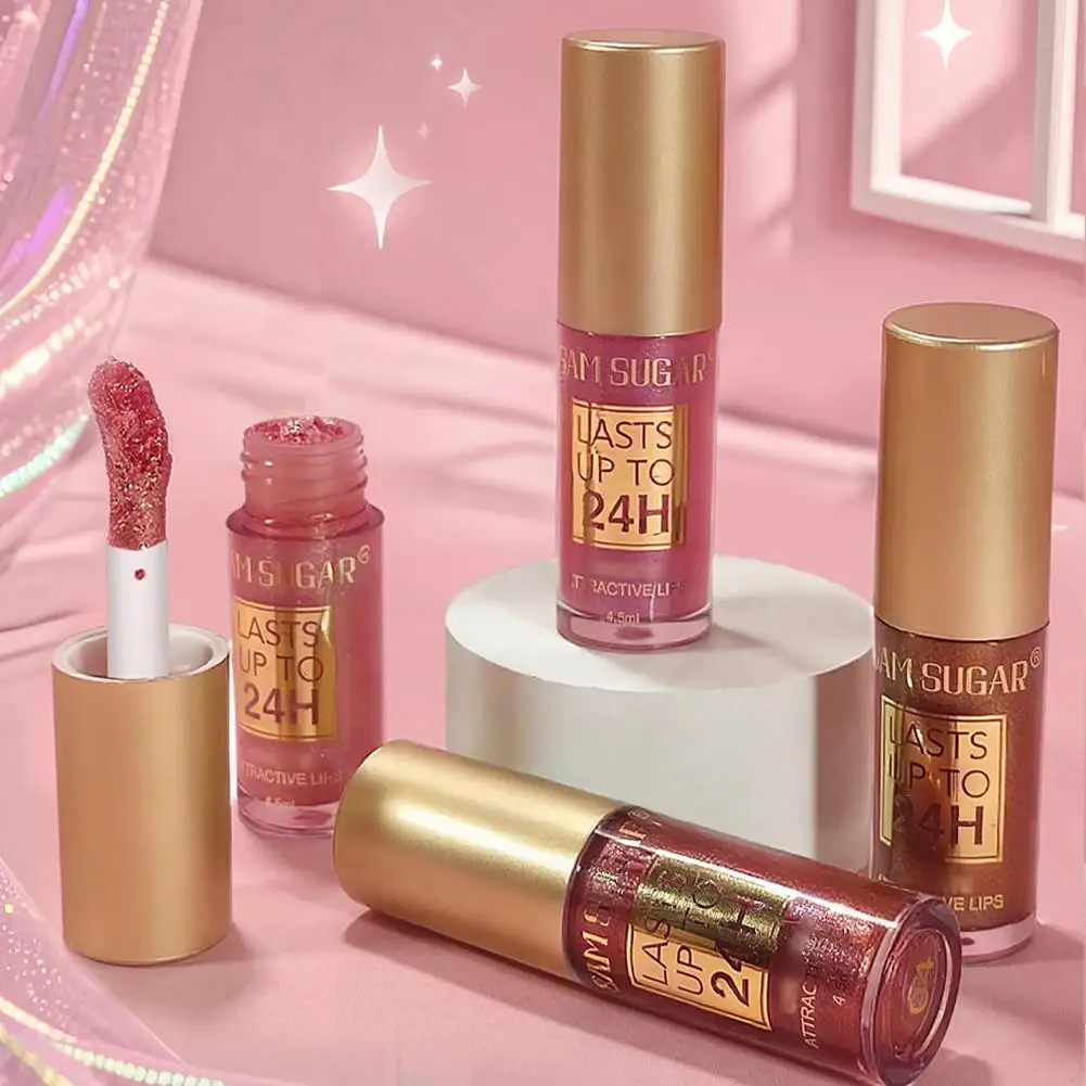 新しいグリッターリップグレイズ、輝くロングラスティングリップグロス、防水リキッドリップスティック、リップオイル、リップティント、女性へのギフト O0S7