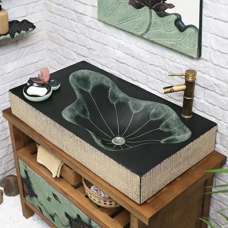 

Chinese Style Wash Basin Table Basin Square Washbasin Inter-Platform Basin Bathroom Vanity