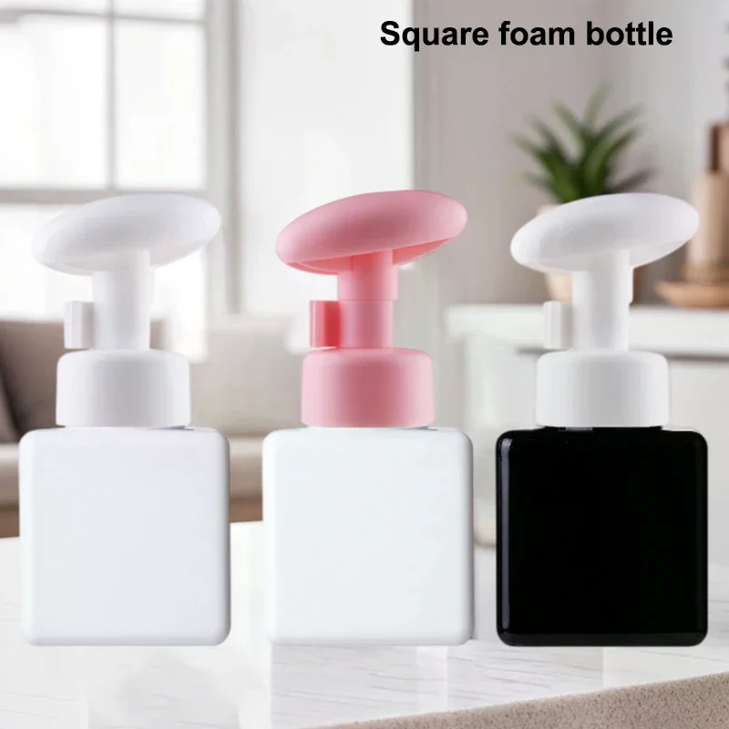 

250ml Square Clear Bottle Liquid Soap Whipped Mousse Points Bottling Shampoo Lotion Shower Gel Pump Bottles For Soap Dispenser