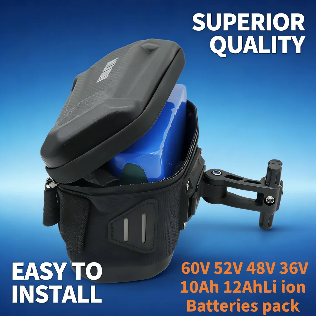 

Powerful Rechargeable 36V-60V Li-ion Battery Pack 6Ah-18Ah for Bicycle Scooter , Waterproof with Charger & External Hook Bag
