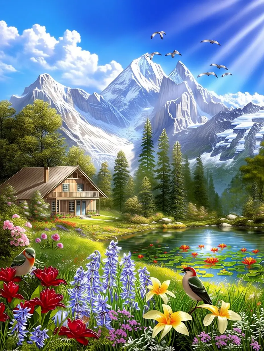 PhotoCustom Maisons Colorées Peinture par Numéros avec Cadre DIY Cadeau Paysage à Peindre pour Créer