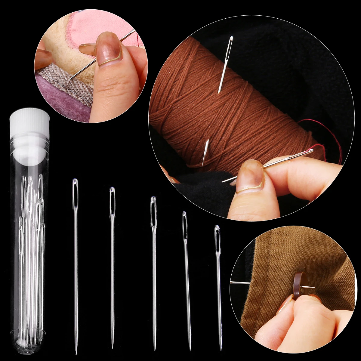 25Pcs/set Hand Sewing Needles 4.2/4.5/5.2/5.5/6cm Portable Test Tube Packaging Needles For Sewing Clothes DIY Crafts Tools
