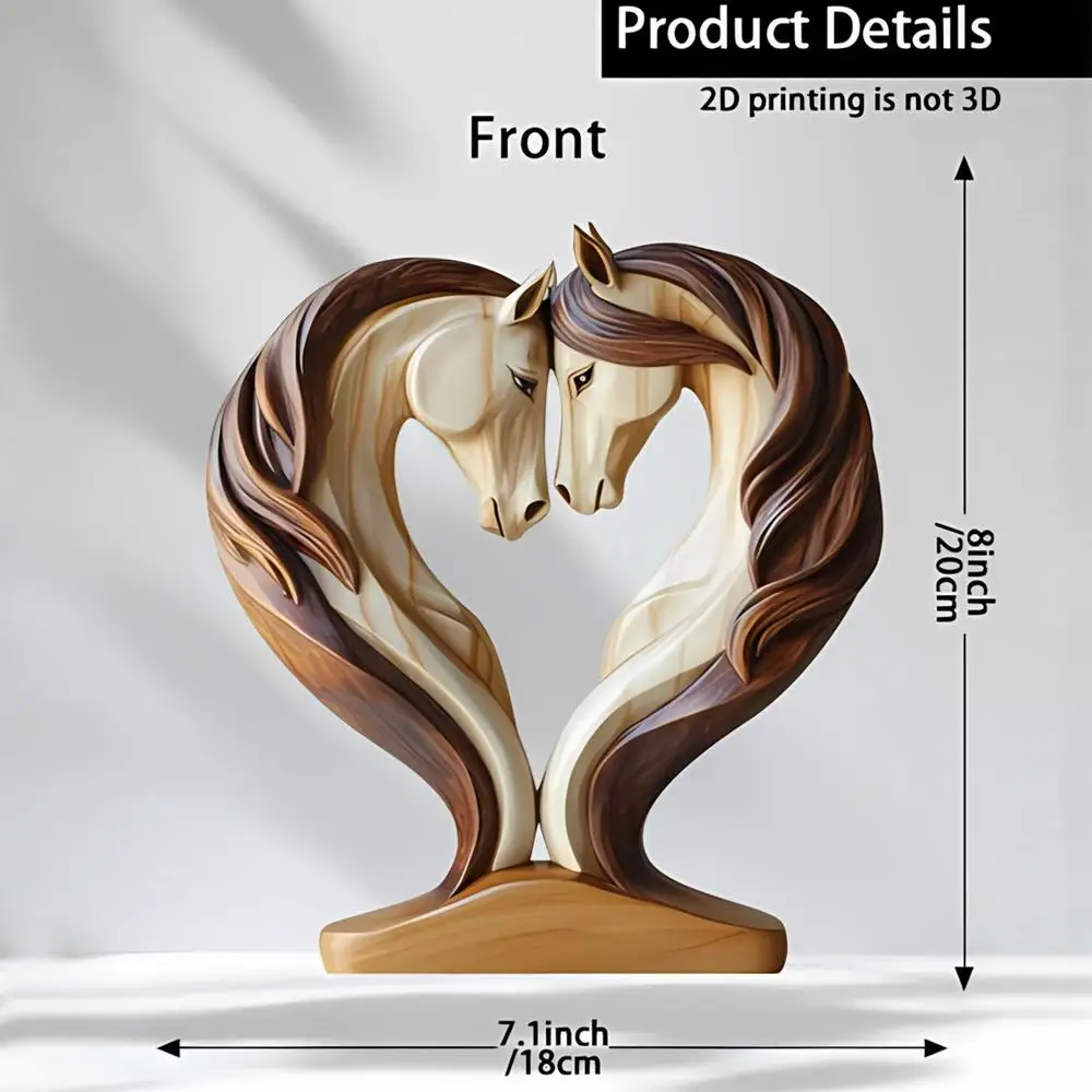 Decoratief houten paardenstandbeeld beeldje Snuggle Pose dierensculptuur werkplek plank woonkamer entree kast kinderkamer decor