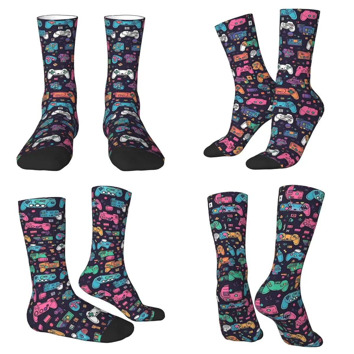 

Носки Happy Joystick Game Machine Socks Harajuku, впитывающие пот, всесезонные длинные носки для мужчин и женщин, подарки на день Святого Валентина