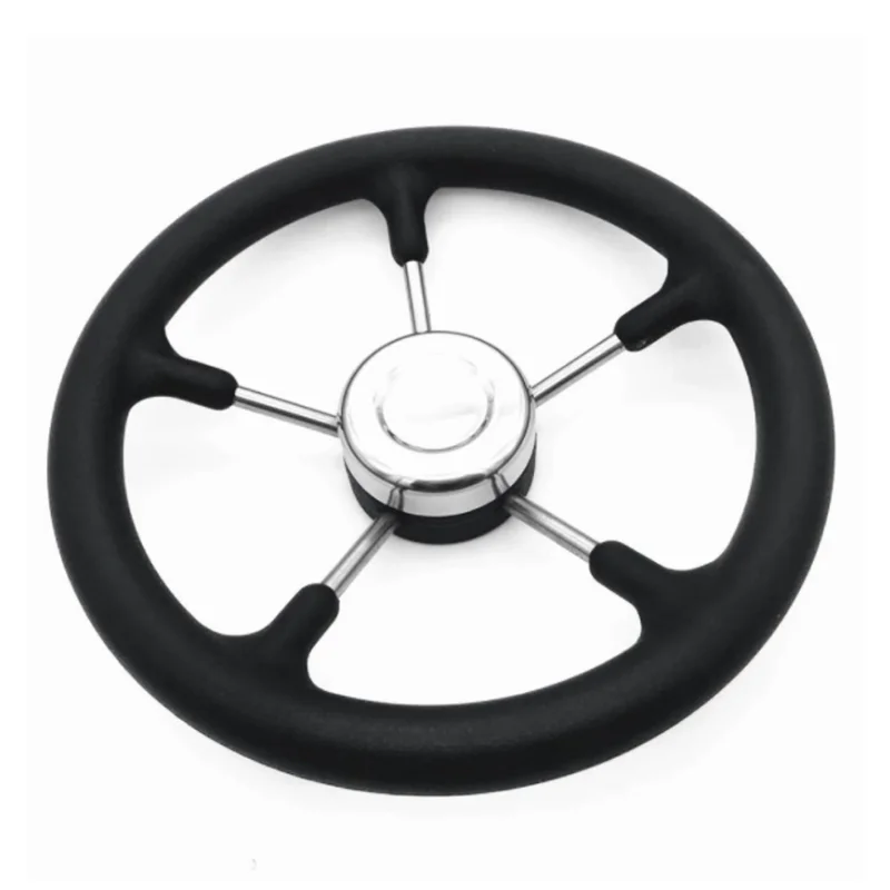 Boat Accessories Marine 13-1/2inch Boat Stainless Steel Steering Wheel With Polyurethane Foam Black Fits 3/4inch Shaft