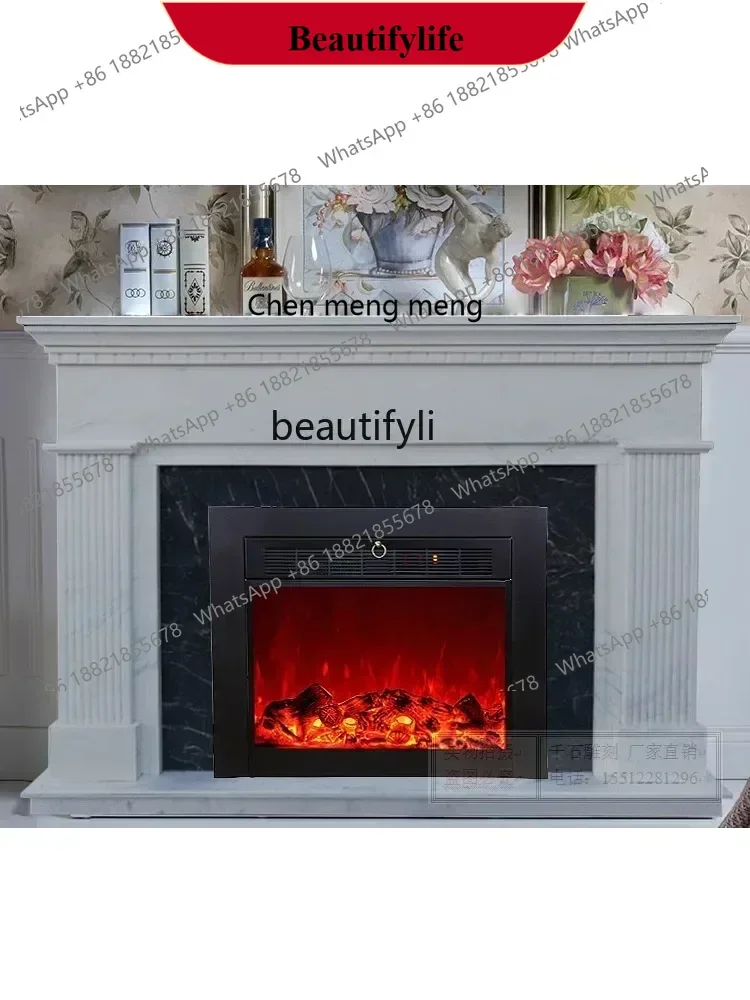 D178   Natural marble marble American stone fireplace carving stone carving European fireplace decorative cabinet