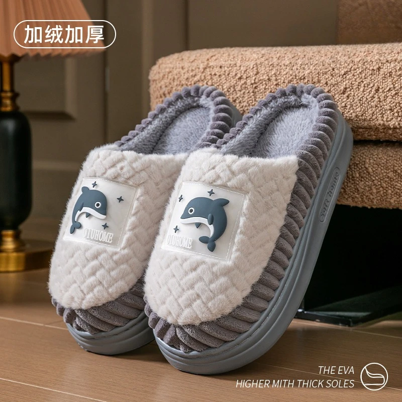 

2025 хлопковые тапочки, мужские зимние новые домашние нескользящие тапочки Thi Bot, теплые парные меховые тапочки, удобные домашние тапочки