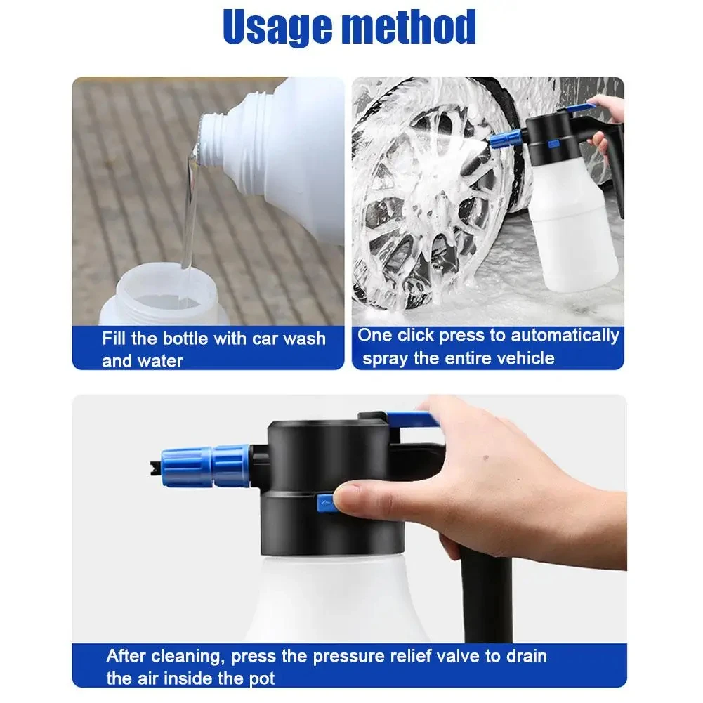 1.5L Electric Foam Sprayer Car Washing Foam Sprayer Can USB Rechargeable Foaming Pump Watering Can Car Wash Electric Water Gun