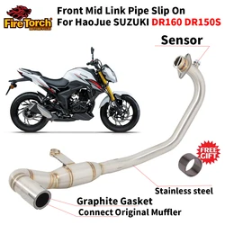 Slip On For HaoJue SUZUKI DR160 DR 160 DR150S Motorcycle Exhaust Front Link Pipe Moto Escape Moto Stainless Steel 51Mm Interface