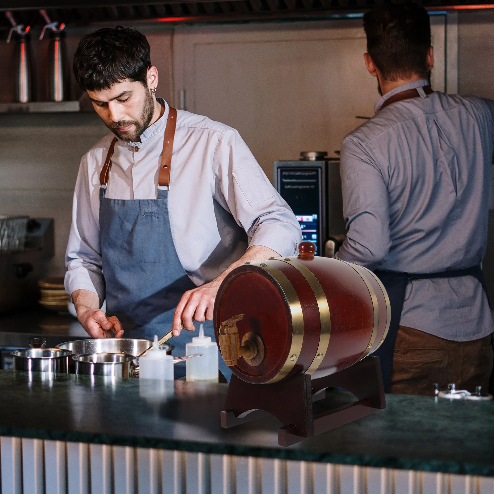 

1Set Wooden Wine Storage Barrel Large Capacity Red Wine Dispenser Home Bar Party Decorative Barrel