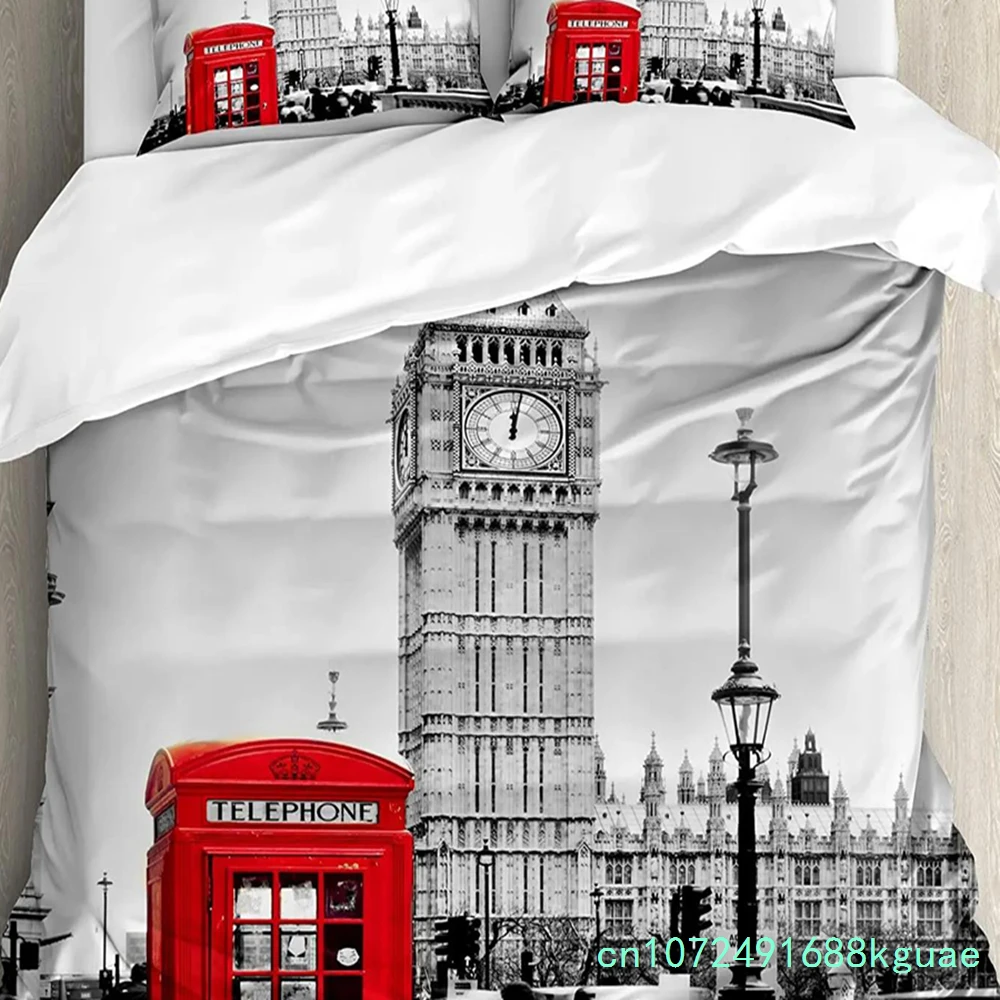 London Bedding Set Famous Telephone Booth And The Big Ben I 3pcs Duvet Cover Set Bed Set Quilt Cover Pillow Case Comforter Cover