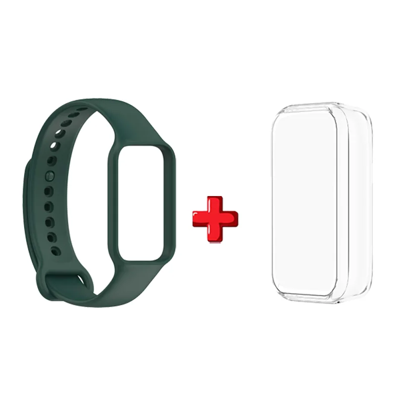 2 in 1 TPU Case +Strap Compatible with Amazfit Band7 Watch Band Women Men, Soft Silicone Sport Replacement